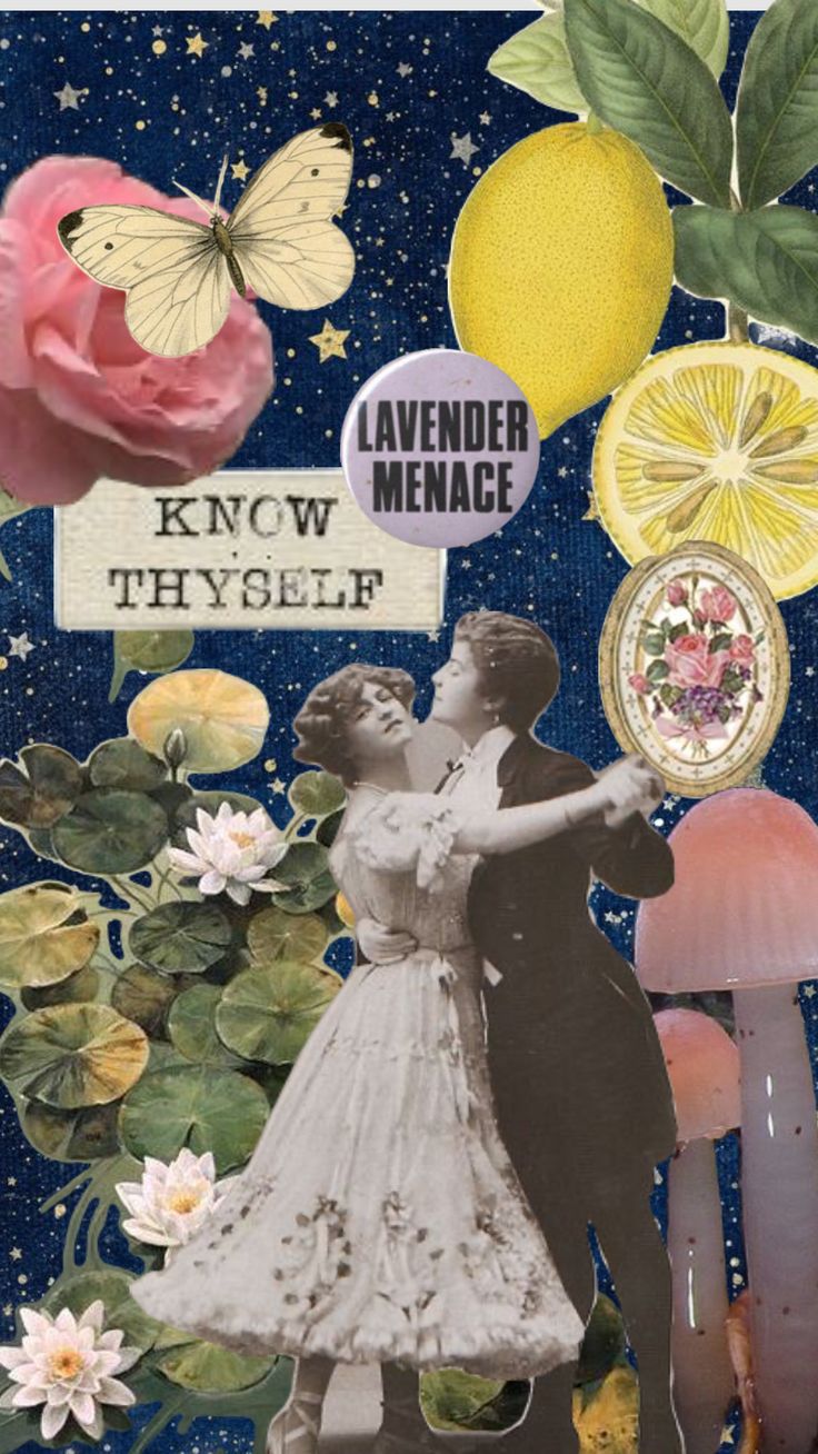 an altered collage with flowers, lemons and butterflies