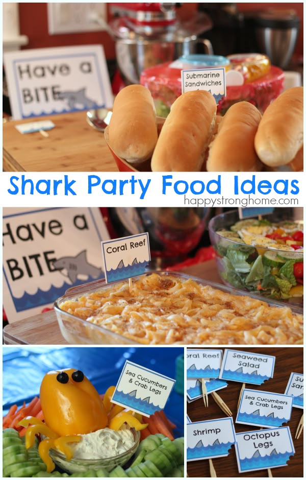 shark party food ideas and free printables