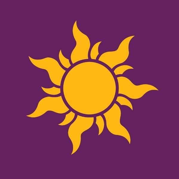 a yellow sun on a purple background