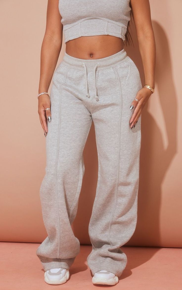 Shape Grey Marl Binded Wide Leg Joggers #Shape Grey Marl Binded Wide Leg Joggers #sweatpants outfit #dresses #outfits #background #wallpaper Wide Leg Trainers Outfit, Plt Joggers Outfit, Joggers Wide Leg, Plt Sweatpants Outfit, Birthday Outfits For Winter, Wide Leg Joggers Outfit, Plt Sweatpants, Plt Finds, Grey Joggers Outfit