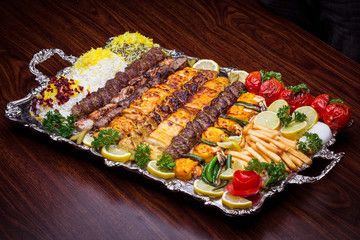 a platter full of different types of food