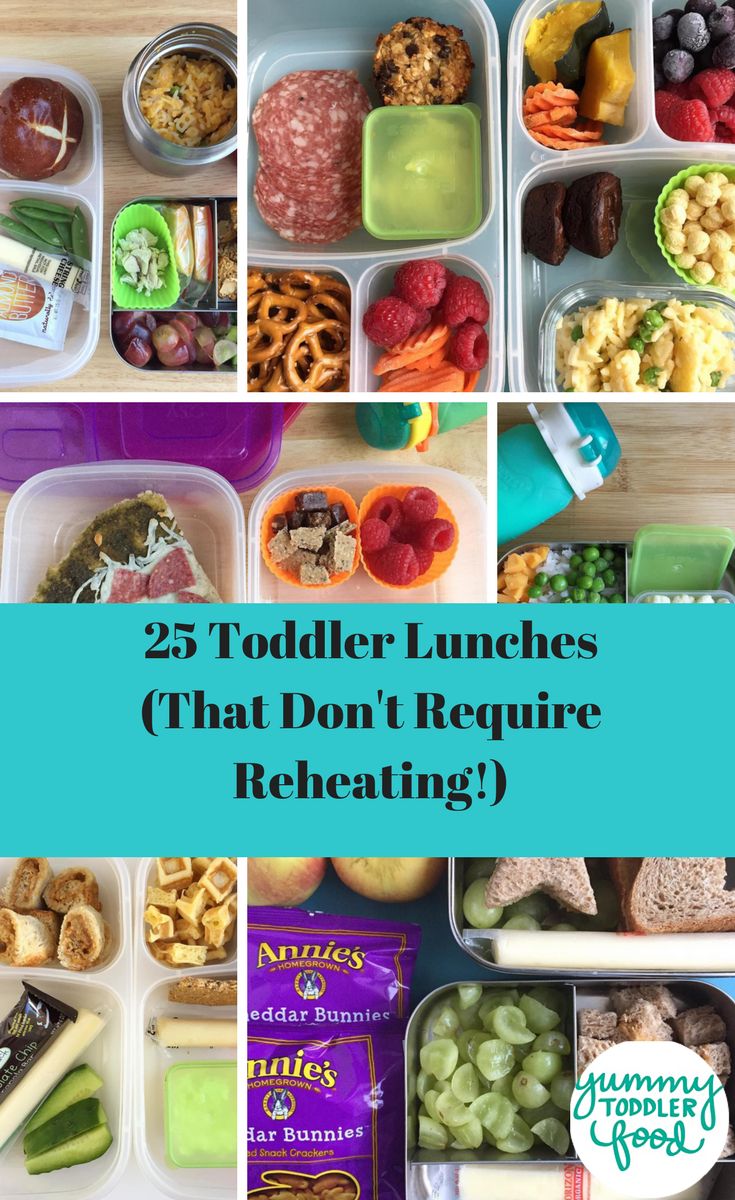 several different lunches with the words 25 toddler lunches that don't require receating