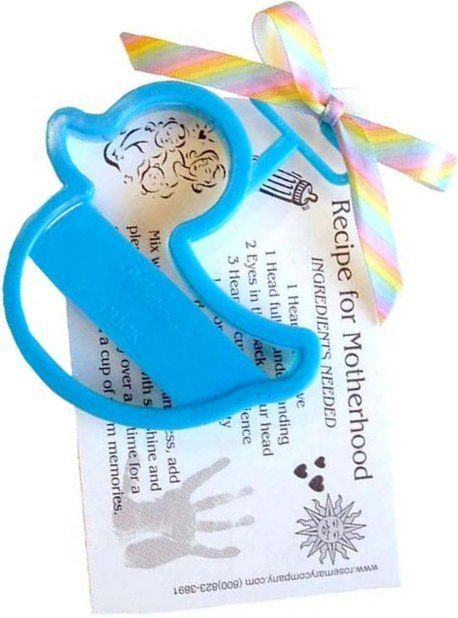 a blue plastic scissors with a ribbon on it