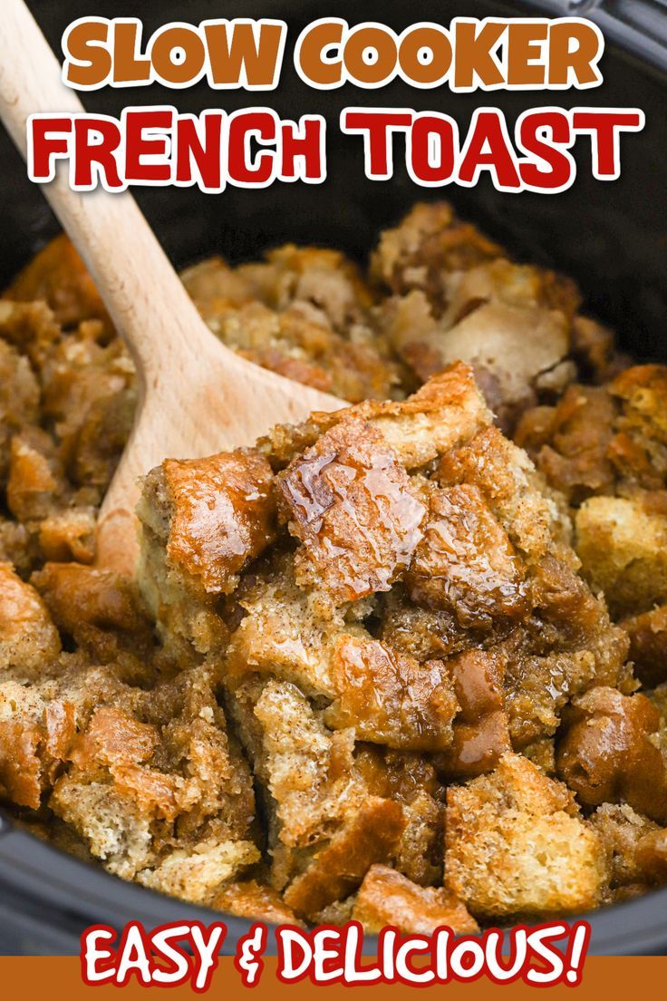 slow cooker french toast with text overlay