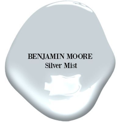 a white paint with the words benamm moore silver mist in black on it