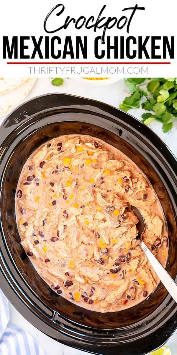 the crockpot mexican chicken is ready to be cooked in the slow cooker