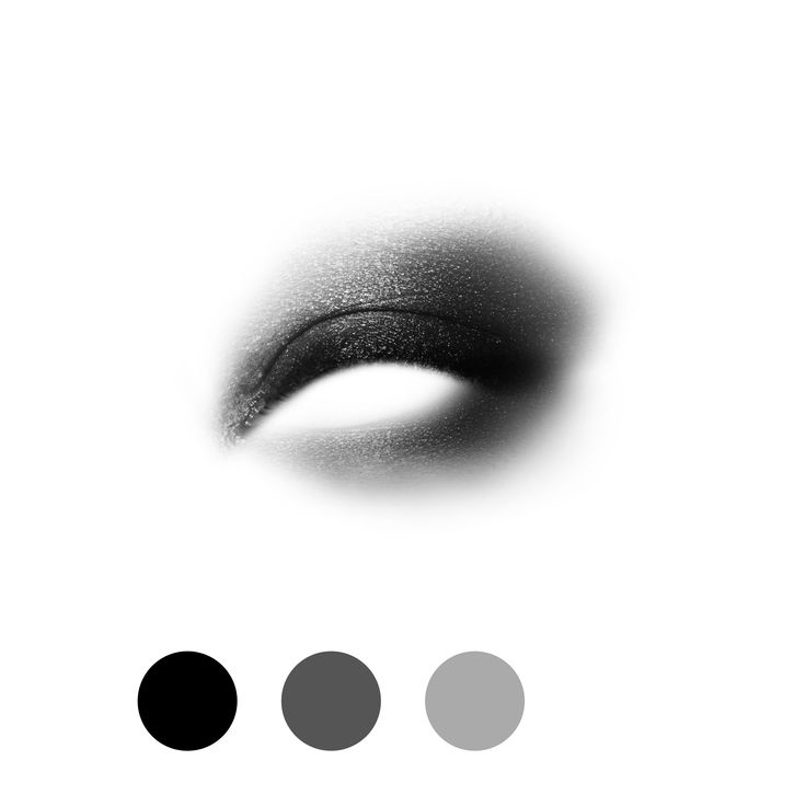 black and white photograph of an eye shadow