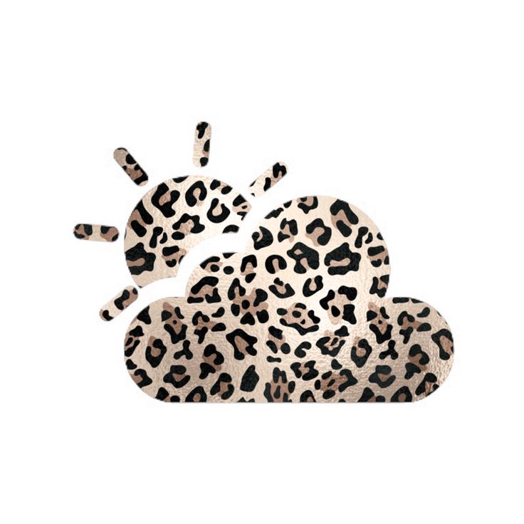 an animal print cloud with two leopard spots on the front and one in the back