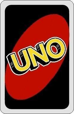 the uno logo is shown in red, yellow and black