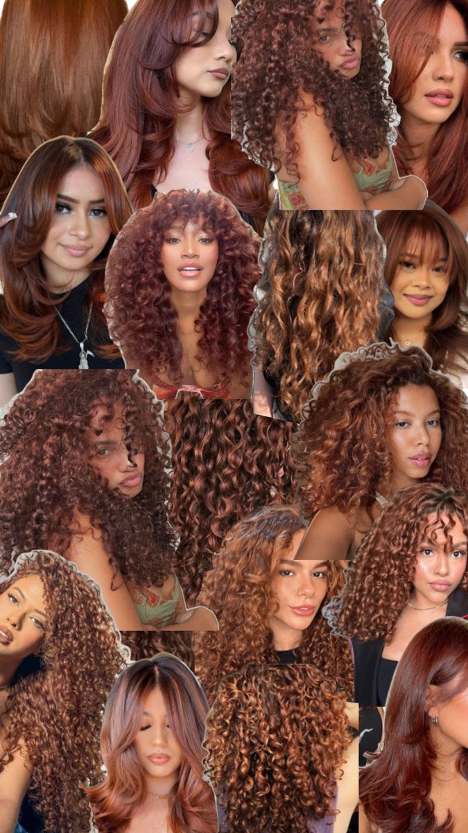 Honey Brown And Red Hair, 3b Dyed Hair, Copper Curly Hair Highlights, Curly Color Ideas, Colors To Dye Curly Hair, Caramel Brown Curly Hair, Color On Curly Hair, Cute Hair Dye Ideas For Curly Hair, Curly Hair Peekaboo Color