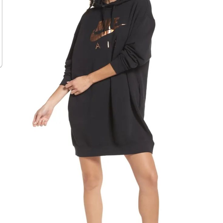 It's Sweatshirt Season All Year In The Soft, Midweight Fleece Of This Laid-Back Hooded Dress Cut For A Comfortably Sized Fit. 33" Length Drawstring Hood Long Sleeves 58% Cotton, 25% Rayon, 17% Polyester Machine Wash, Line Dry Black Sweatshirt Dress For Fall Loungewear, Casual Black Sweatshirt Dress For Fall, Oversized Nike Hoodie, Oversized Nike, Black Hoodie Dress, White Tennis Dress, Hooded Sweatshirt Dress, Nike Dresses, Camo Dress