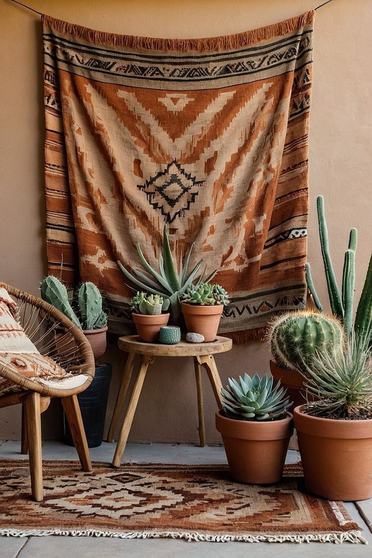 Southwestern Backyard, Southwestern Decorating Living Room, Southwest Modern Decor, Southwestern Patio, Cactus Corner, Desert Interior Design, Southwest Aesthetic, Desert Inspired Decor, Southwestern Interior