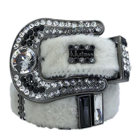 material: crystal, fur SKU: 9191-F83-CLear.Jet-BF color: white White Belts, Guerriero Samurai, Bling Belts, Y2k Accessories, Crystal Belt, 2000s Fashion Outfits, Trailer Park, White Belt, White Fur