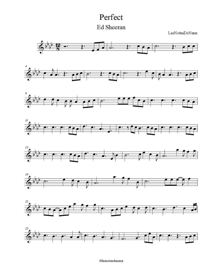 sheet music with the words perfect on it