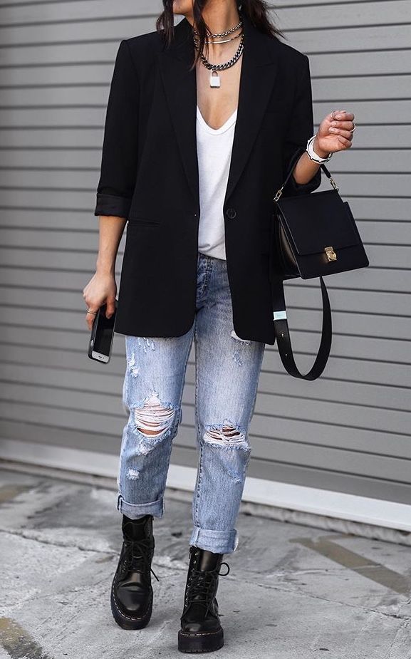 Stil Rock, Look Hippie Chic, Dressing Ideas, Rocker Style, Olivia Palermo, Mode Inspo, Blazer Outfits, Edgy Outfits, Rock Star