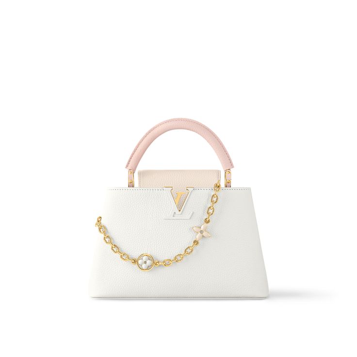 LOUIS VUITTON® - Capucines Bb - Snow Quartz Rose Jasmin Tas Louis Vuitton, Lv Capucines, Louis Vuitton Capucines Bb, Snow Quartz, Louis Vuitton Capucines, Luxury Bags Collection, Trunk Bag, Luxury Purses, Wallet Pouch