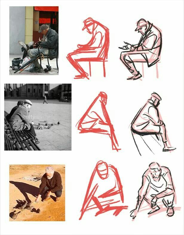 some people are sitting on benches and one is drawing