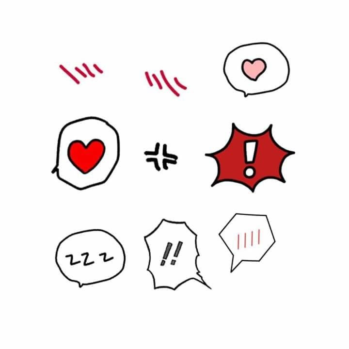 some different types of speech bubbles on a white background with red and black texting