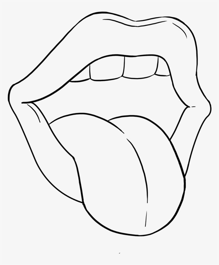 a black and white drawing of the tongue