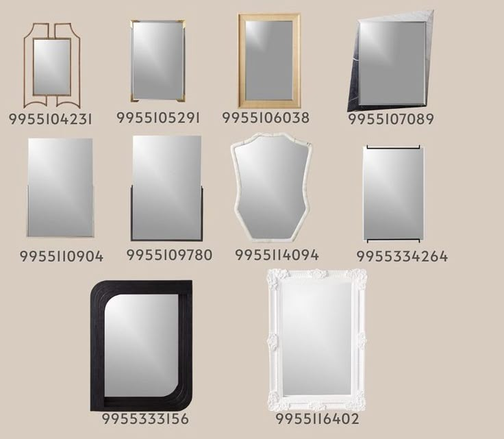 various mirrors are shown in different sizes and shapes