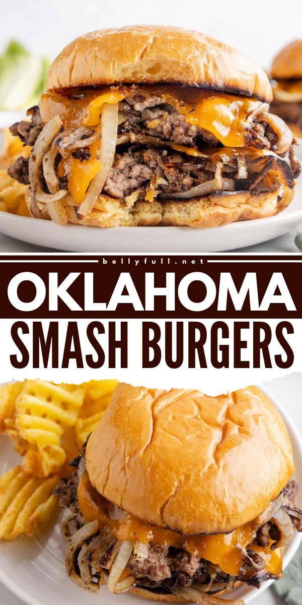 Whip up a delicious meal with this Oklahoma Smash Burgers recipe! An easy meal for Father's day, these burgers feature juicy patties with crisp edges, sliced onions, and melty cheese. Quick to make and incredibly tasty! Bratwurst Smash Burgers, Smashed Onion Burger, Mississippi Smash Burger, Smash Burger Onion, Gluten Free Smash Burgers, Oklahoma Onion Smash Burger, Smash Burgers With Onions, Smash Burger With Onions, Oklahoma Smash Burger Recipe