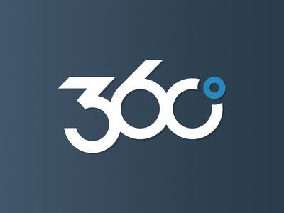 the logo for 360 is shown on a dark background