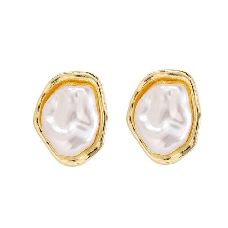 PRICES MAY VARY. TOP QUALITY JEWELRY :Beautiful gold pearl stud earrings with irregular baroque pearl. These gorgeous uniquely-shaped pearls were handpicked for their mirror-like luster, blemish-free surfaces and intense pearl iridescence. Classic setting is crafted from hypoallergenic 14k gold plated, which is eco-friendly and harmless to health. Our pear earrings are suitable for almost all sensitive ears. LIGHTWEIGHT AND COMFORT:These lightweight white pearl earrings are so light, and don't b Gold Earrings Pearl, Pearl Statement Earrings, Top Pearl, Pear Earrings, White Pearl Earrings, Prom Inspo, Gold Baroque, Pearl Earrings Wedding, White Pearl Earring