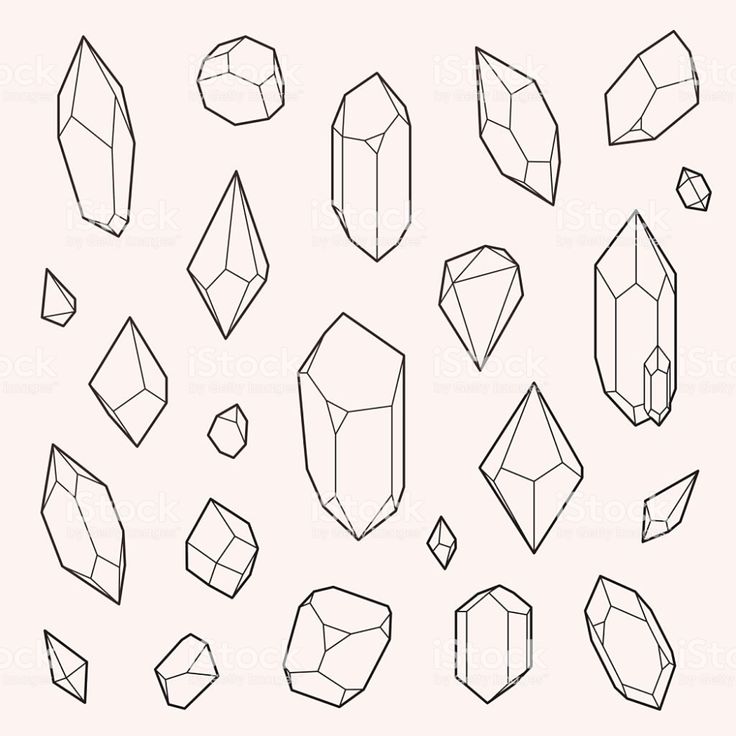 a set of different shapes and sizes of diamonds on a white background with black lines