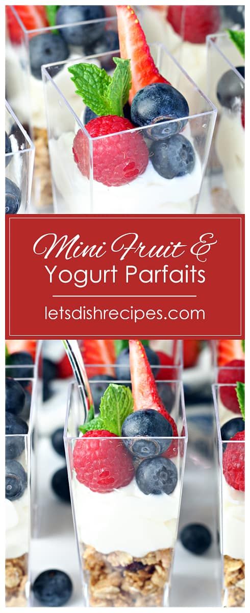 yogurt parfaits with berries and mint garnish