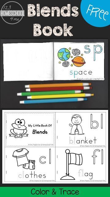 the color and trace worksheet for blends book is shown with pencils