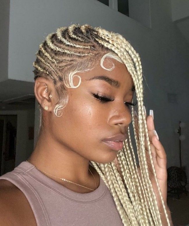 Blonde Lemonade Braids Black Women, Fun Lemonade, Colorful Braids, Braids Inspiration, Lemonade Braids Hairstyles, Cornrows Braids For Black Women, Lemonade Braids, Azealia Banks, Classic Glasses