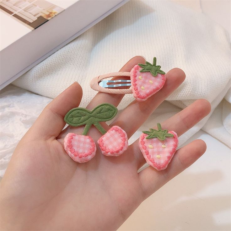 Pink Strawberry Hair Clips for Children Cute Cloth Art Strawberry Hairpins Hair Clips Girl's Strawberry Hair Clip, Strawberry Hair, Cloth Art, Pink Strawberry, Time Kids, Hair Clips Girls, Kids Hair Accessories, Fabric Art, Body Size