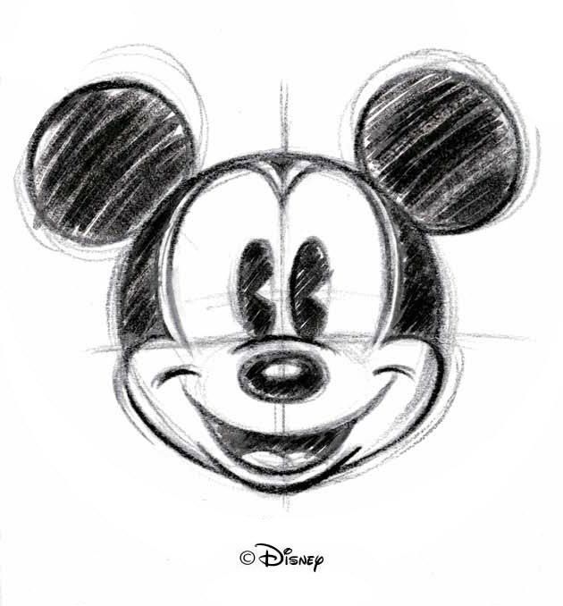 a drawing of mickey mouse's face with his eyes closed and ears wide open