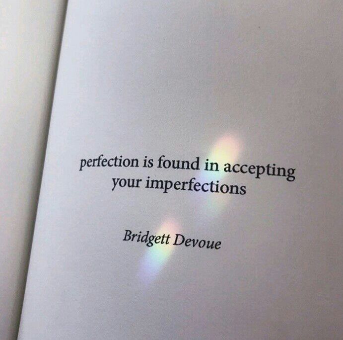 an open book with the words perfection is found in accepting your imperfectfections