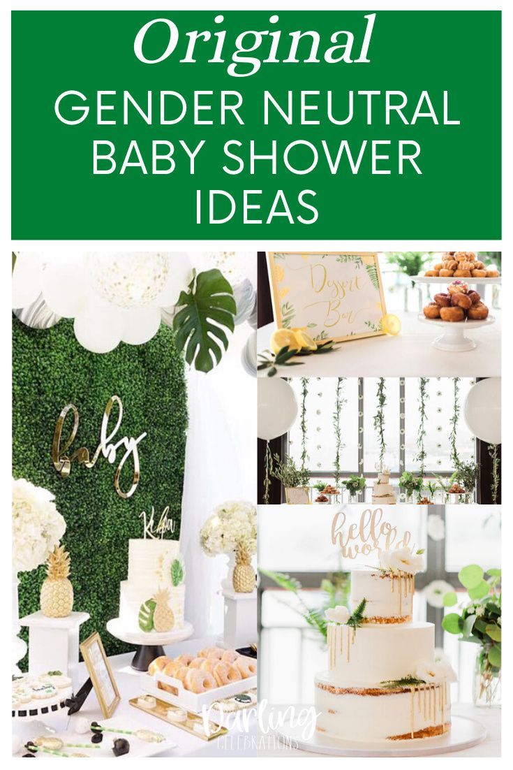 a baby shower with green and white decorations