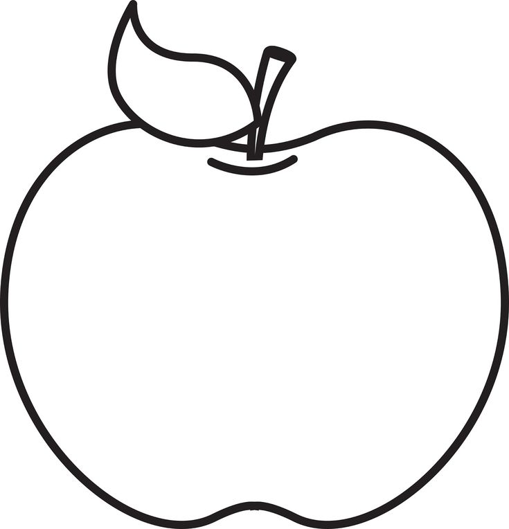 an apple with a leaf on the top and bottom half, in black and white