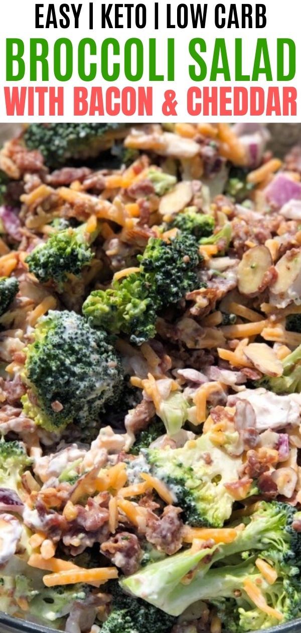 broccoli salad with bacon and cheesy easy keto low carb