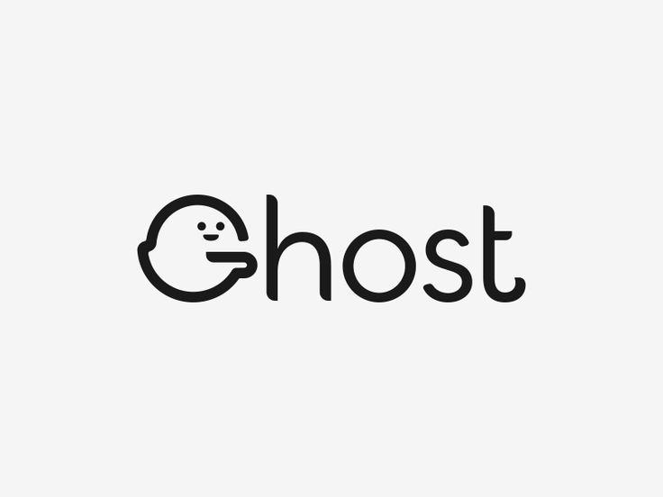 the word ghost is written in black on a white background