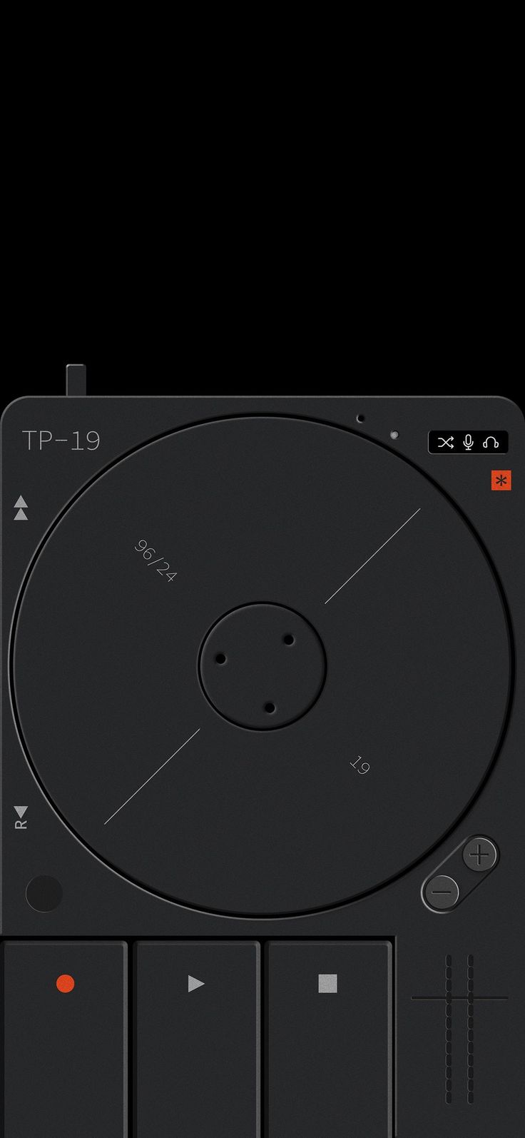 an electronic device with buttons and controls on it's side, showing the control panel