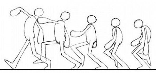 a line drawing of people walking in different directions