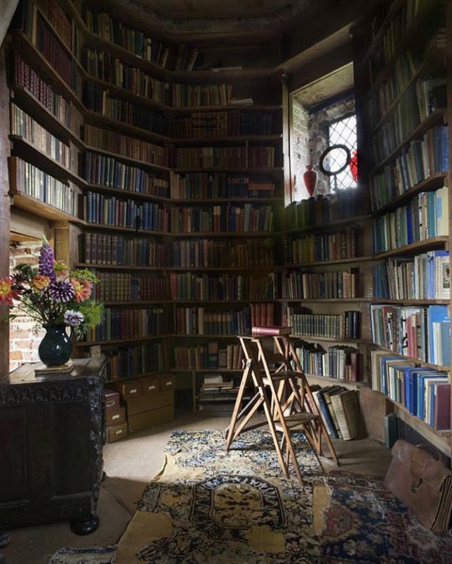 a room filled with lots of books and furniture