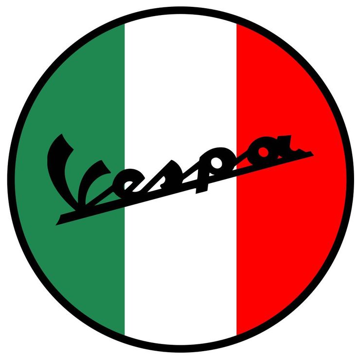 the italian flag is shown in this round sticker, with black lettering on it