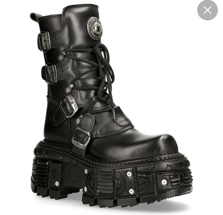 Metal Shoes, Goth Metal, New Rock Boots, Rock Boots, Goth Shoes, Metallic Boots, Punk Boots, Dress With Jean Jacket, Punk Inspiration