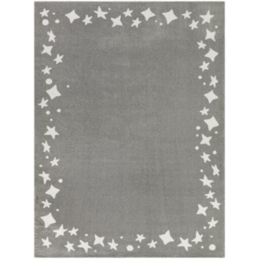 a gray rug with white stars on it