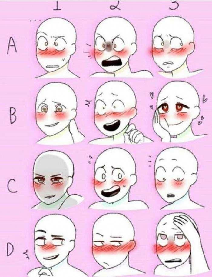 the stages of facial expression in an anime character