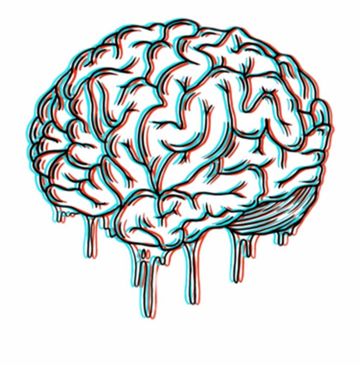 a drawing of a brain with dripping paint