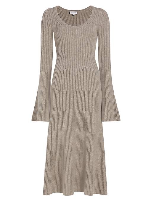 Cashmere Bell-Sleeve A-Line Dress Timeless Wardrobe Essentials, Turtleneck Midi Dress, Printed Flare Pants, Striped Vests, Cropped Wide Leg Jeans, Brown Outfit, Michael Kors Collection, Denim Midi Skirt, Shearling Coat