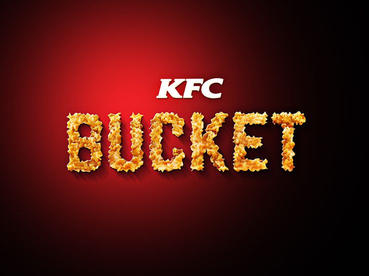 the word kfc bucket is made up of popcorn flakes on a red background