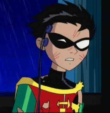 an animated image of a young man dressed as batman