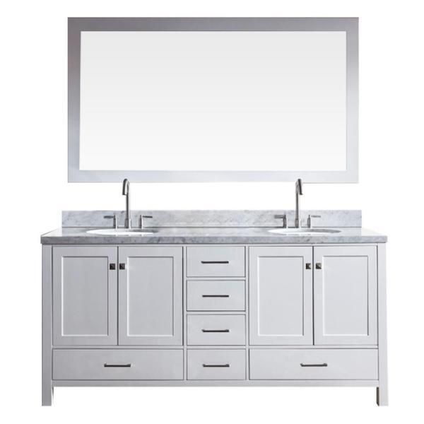 Ariel Cambridge 73" White Modern Double Oval Sink Vanity A073D-WHT Hardwood Bathroom, White Marble Sink, Dream Bathroom Vanity, Suite Ideas, Hawaii House, House Bathrooms, Vanity Set With Mirror, Marble Vanity, Vanity Design